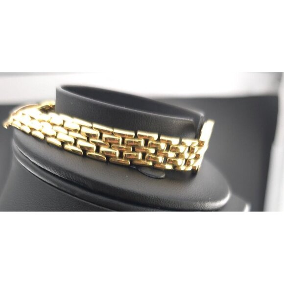 BMNY 14k GP Link Bracelet With Rhinestone Double-Loop Design - Picture 2 of 7